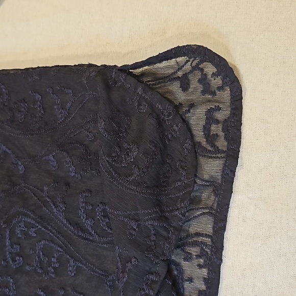 NWT Ann Taylor loft navy sheer embroidered top size Petite Small - Picture 8 of 12